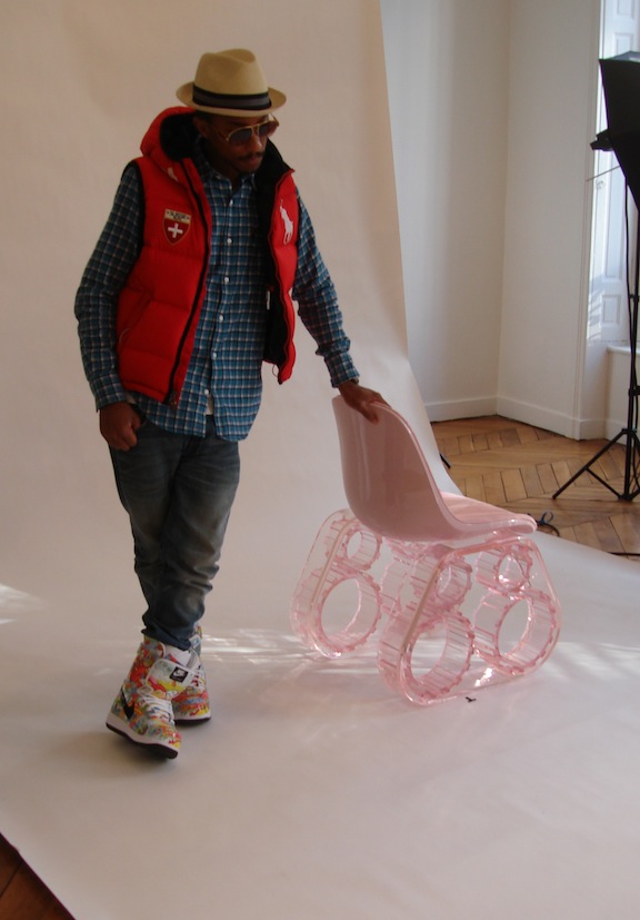 Pharrell At The Tank Chair Photoshoot