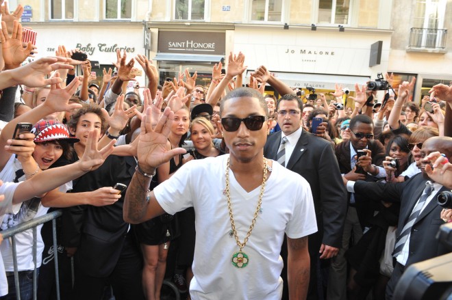 Pharrell Williams' Moncler Lunettes launched last night at the opening of  Moncler store in Paris